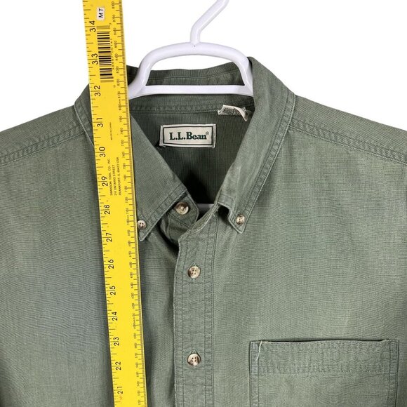 L.L. Bean Mens XL Kelly Green Heavyweight Button Shirt Long Sleeve Jamaica Made - Picture 11 of 16